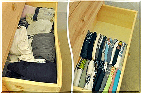 Clothes in chest of drawers