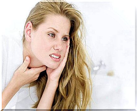 Woman with sore throat trying treatments for throat infections