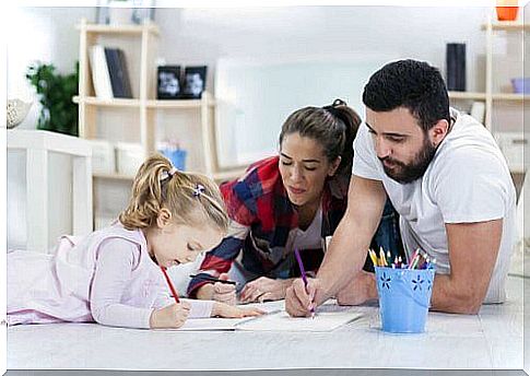 parents help their daughter with homework