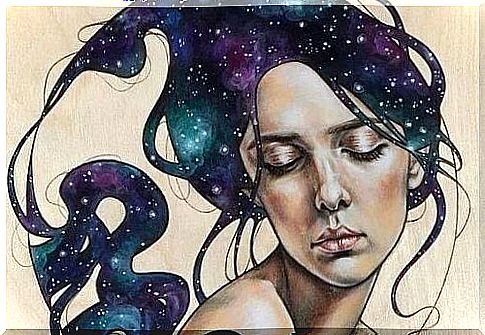 Woman with a galaxy in her hair