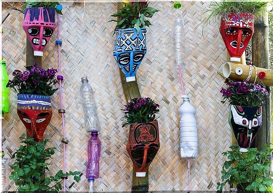 Make beautiful plant holders using recycled materials