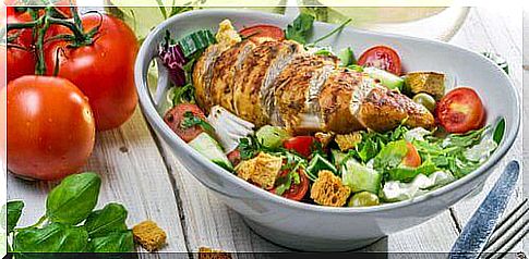 Chicken and salad